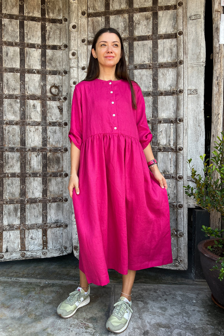 Fuchsia - linen dress LJOY-Comfortable dresses Fuchsia - linen dress LJOY-Comfortable dresses