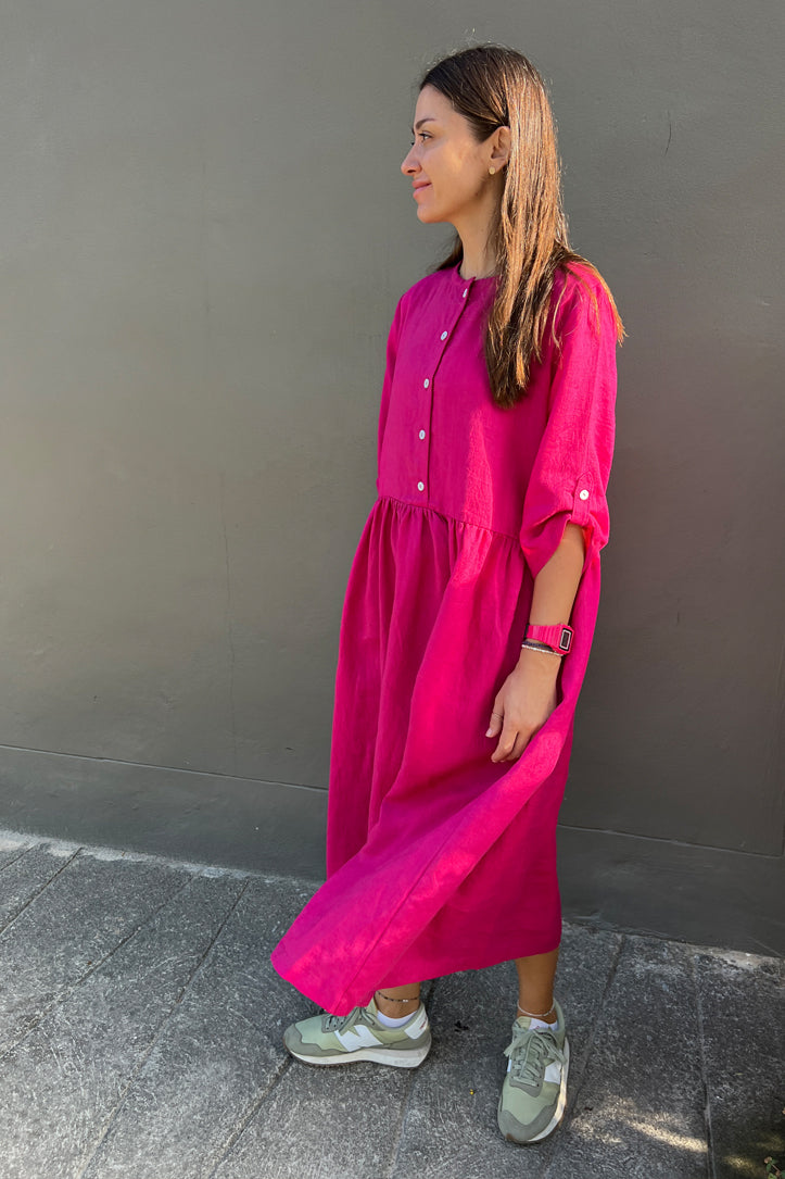 Fuchsia - linen dress