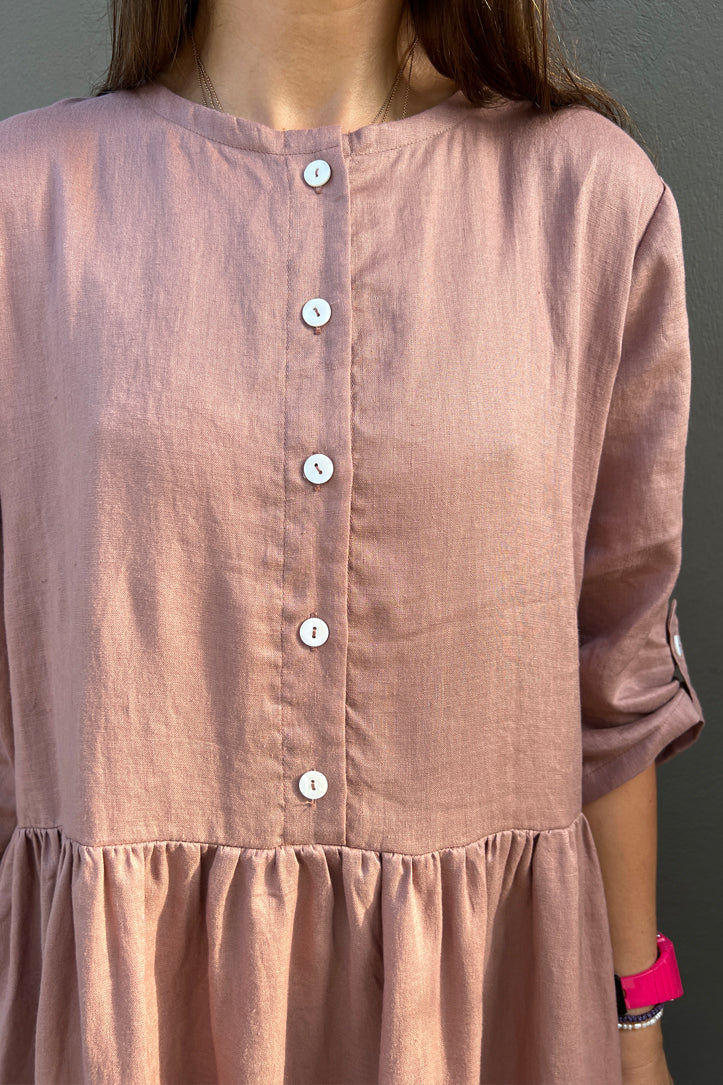 Dusty rose - linen dress